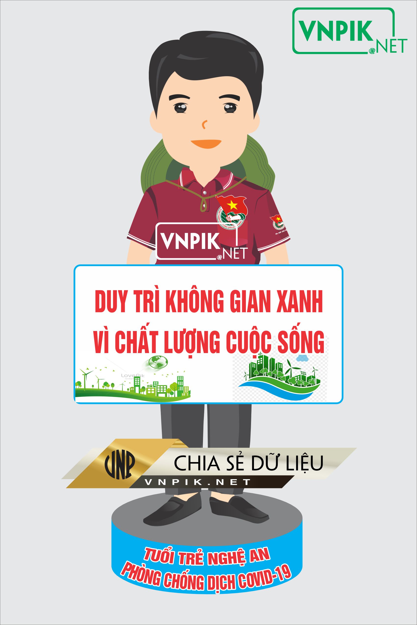 Mẫu chibi đoàn viên, duy trì không gian xanh vì chất lượng cuộc sống