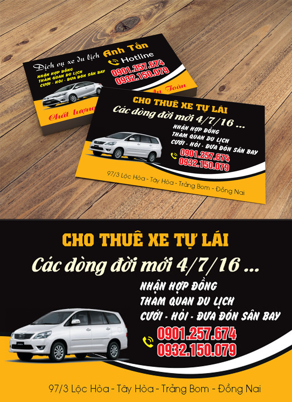 Mẫu danh thiếp namecard cho thuê xe