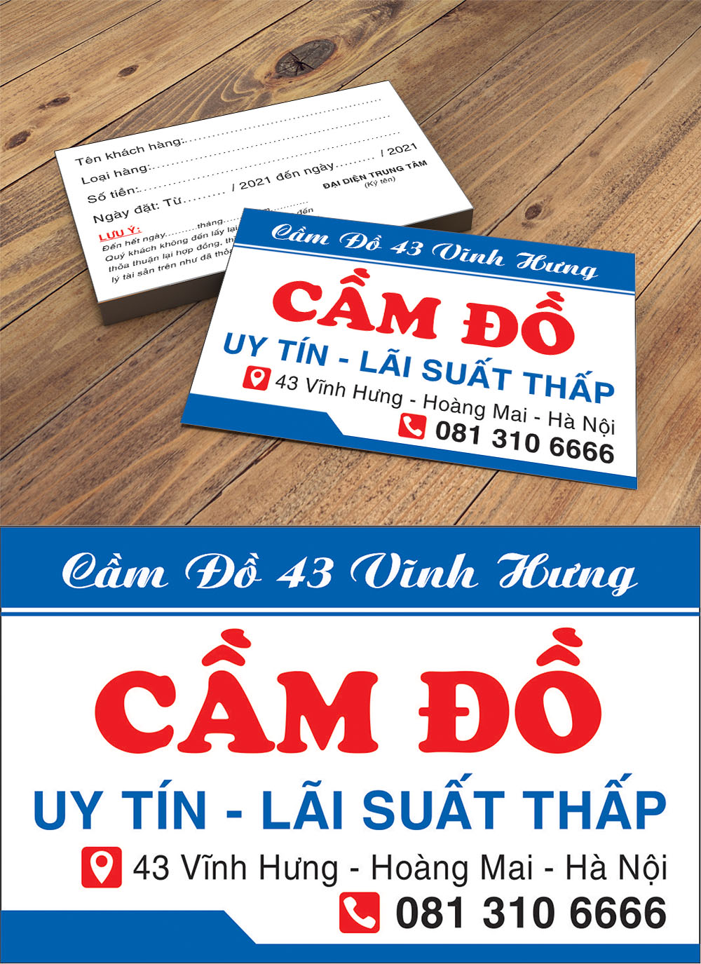 Mẫu danh thiếp tiệm cầm đồ vĩnh hưng