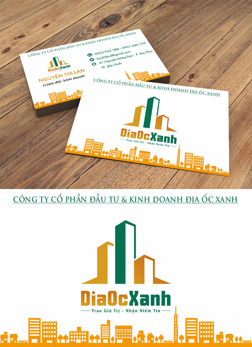 Danh thiếp Name Card Địa ốc xanh