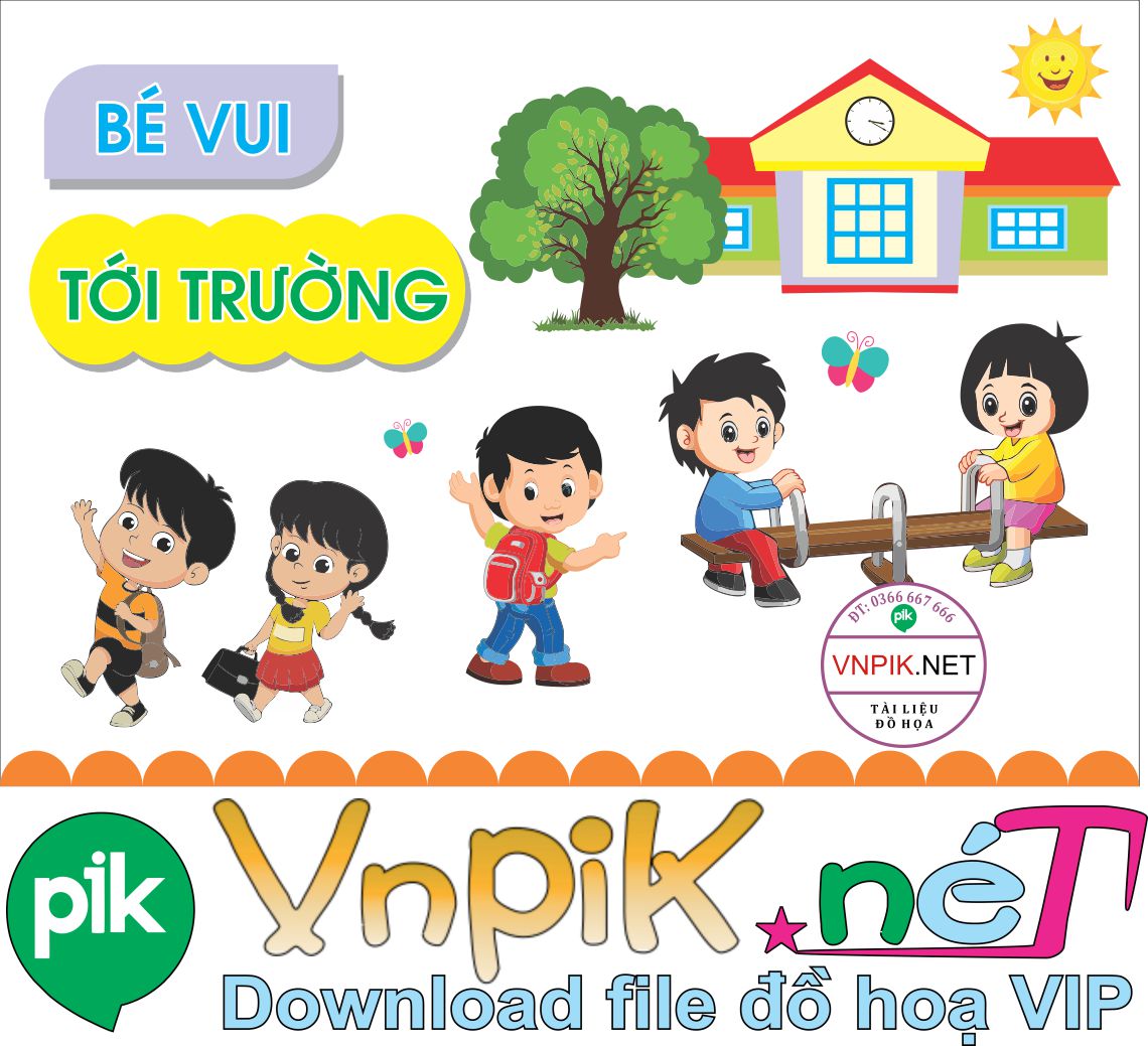 Trang trí phòng học – Bé vui tới trường file PDF & CDR