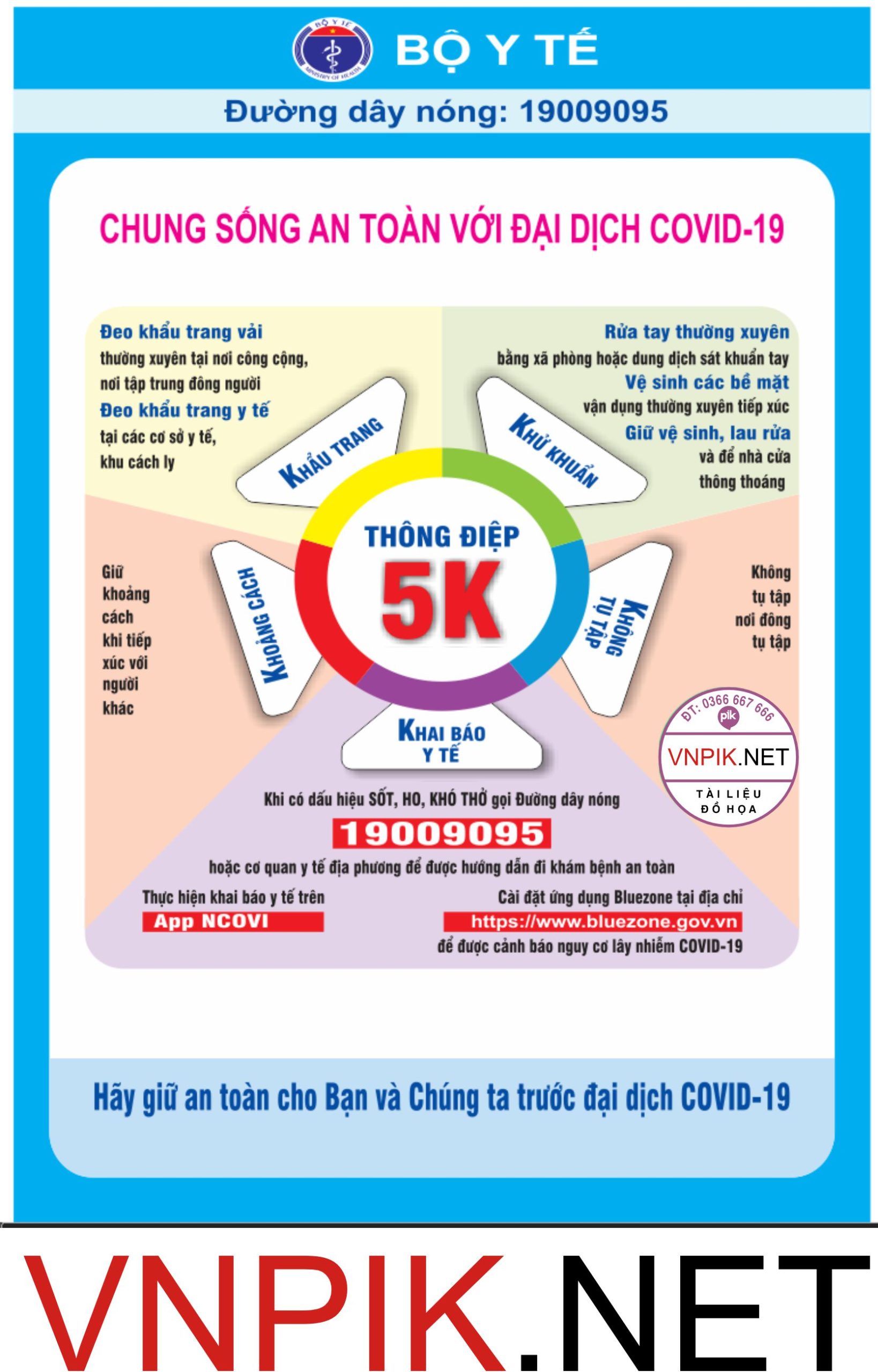 Thông điệp 5K chung sống an toàn với đại dịch covid-19 file PDF & CDR