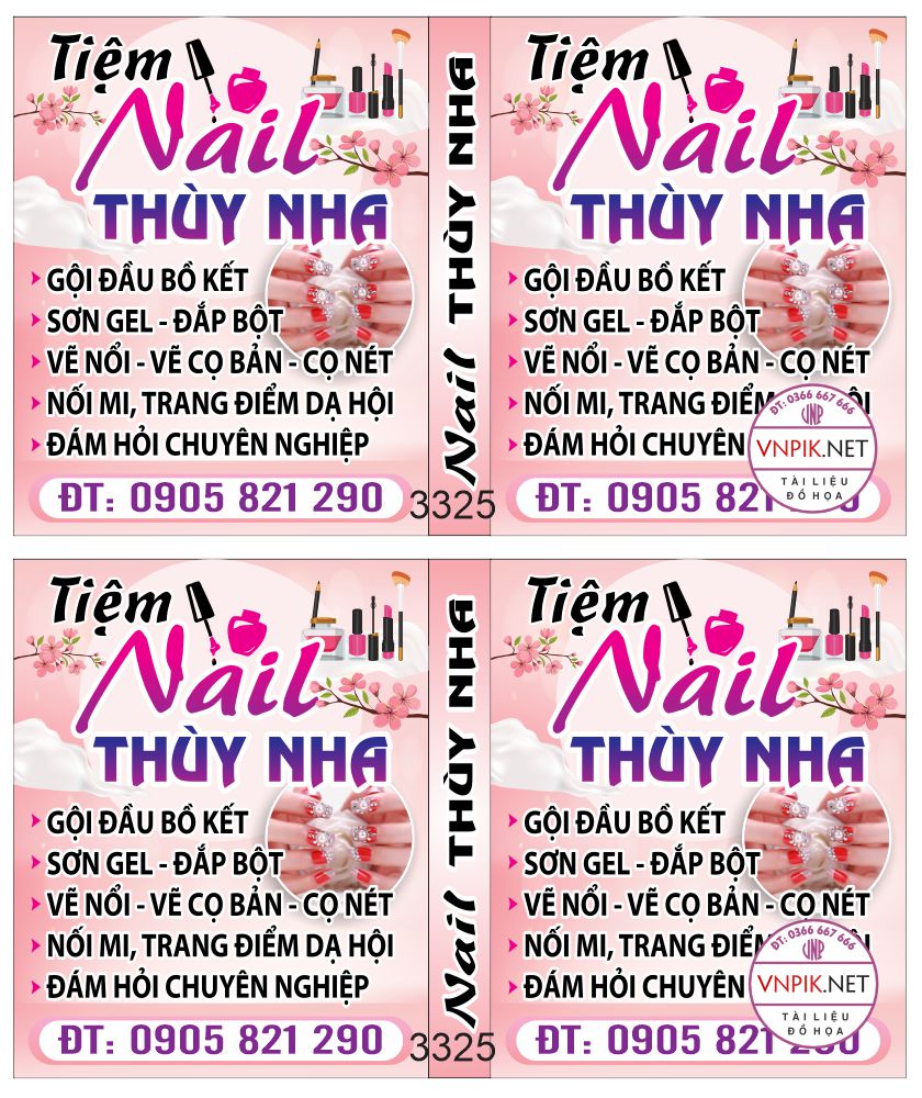 Market biển vẫy tiệm Nail Thùy Nha file Corel