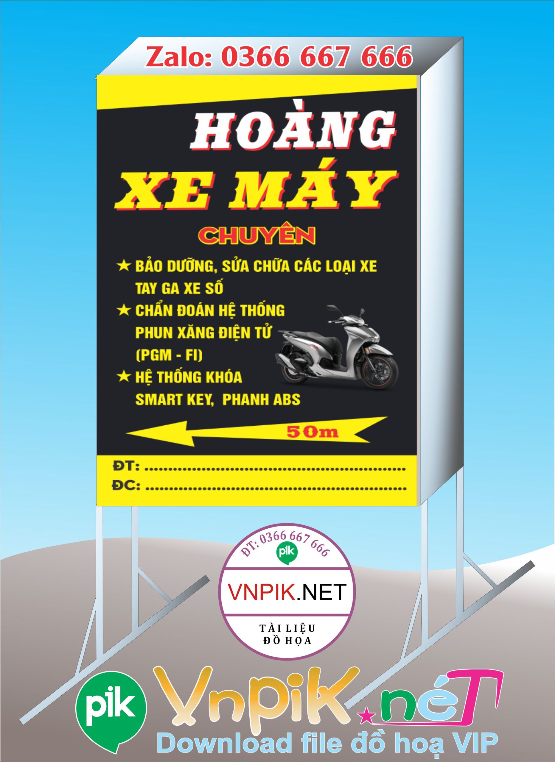 Bảng Hiệu Hộp Đứng Sửa Xe máy file corel 04