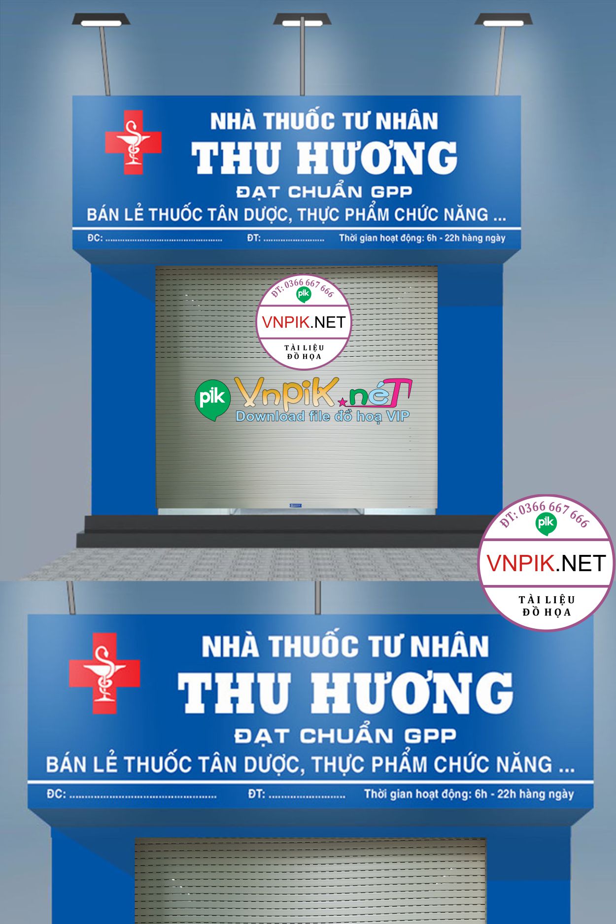 Bảng Hiệu Nhà Thuốc Tư Nhân thu hương file corel đẹp