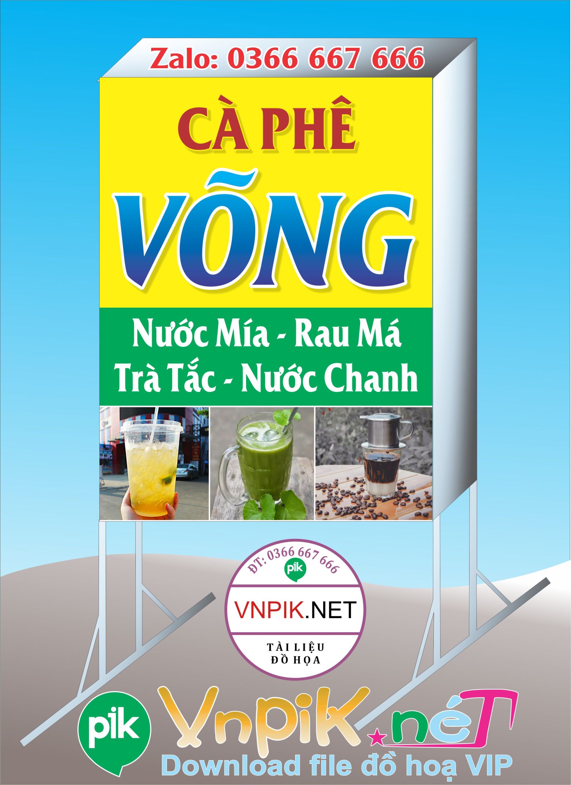 Bảng quảng cáo quán cà phê võng file corel