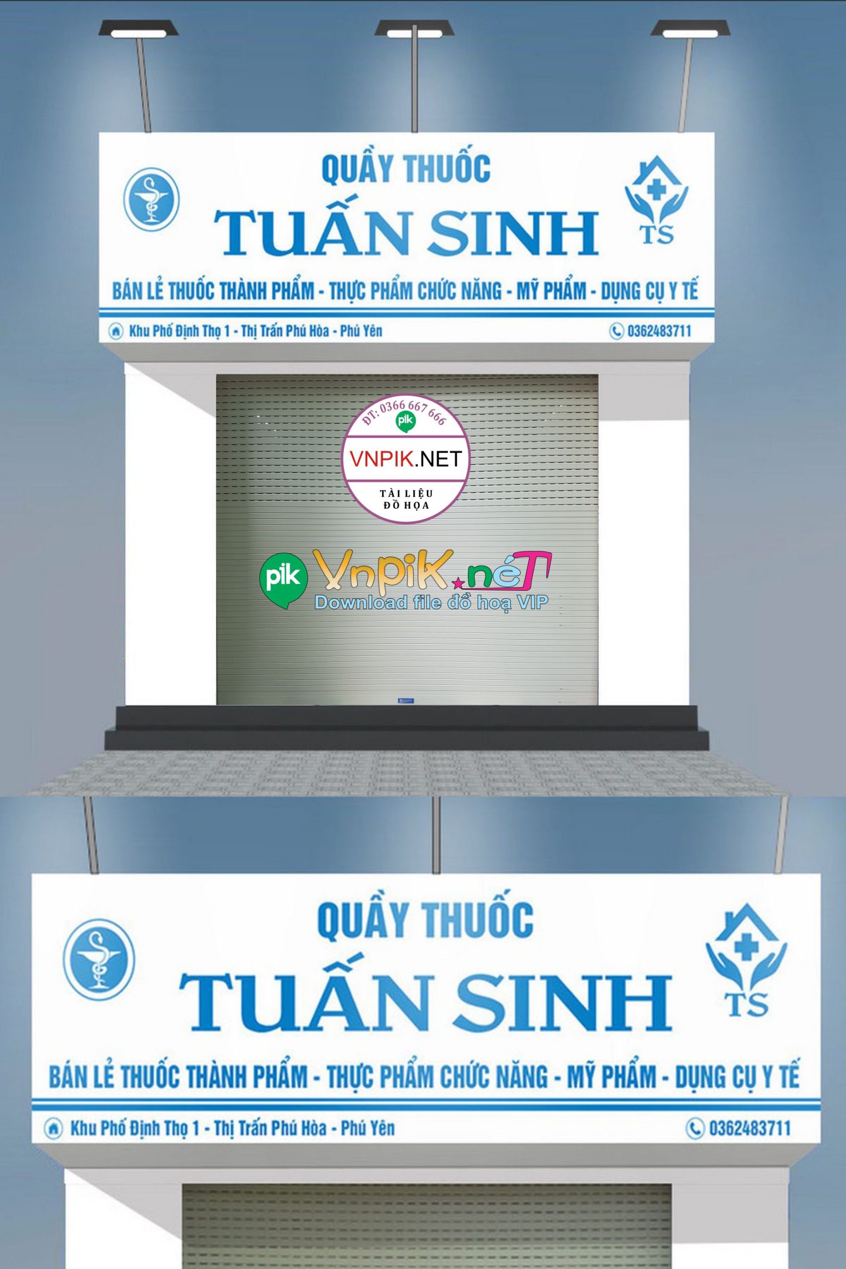 Bảng quảng cáo quầy thuốc Tuấn Sinh 01 file Corel