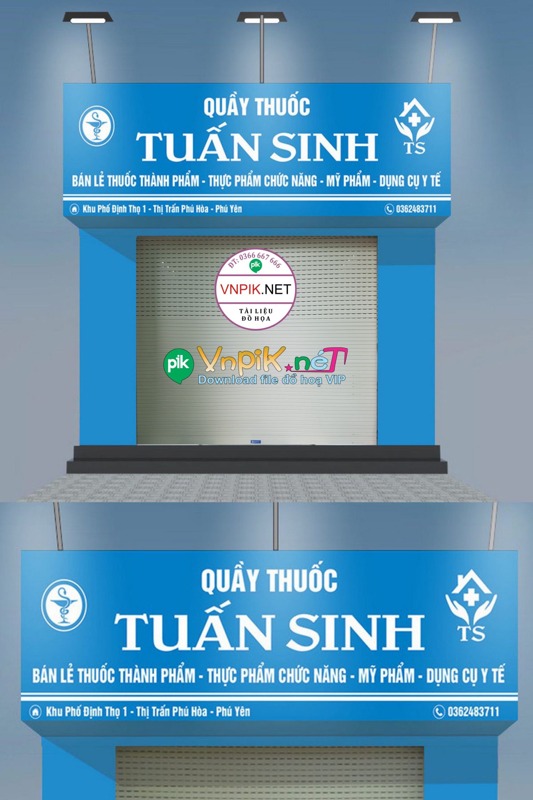 Bảng quảng cáo quầy thuốc Tuấn Sinh 02 file Corel