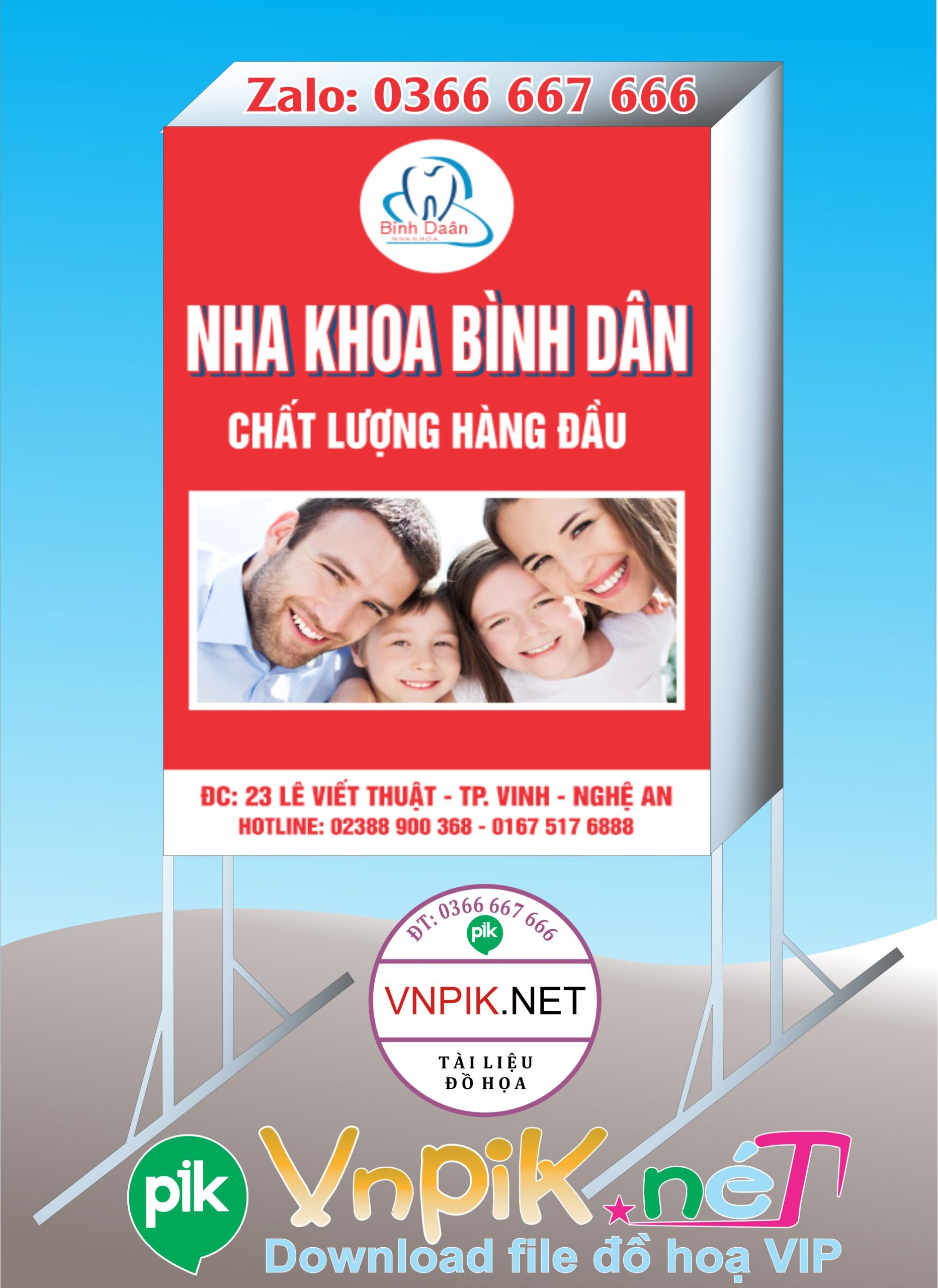 Biển quảng cáo Nha Khoa Bình Dân file corel