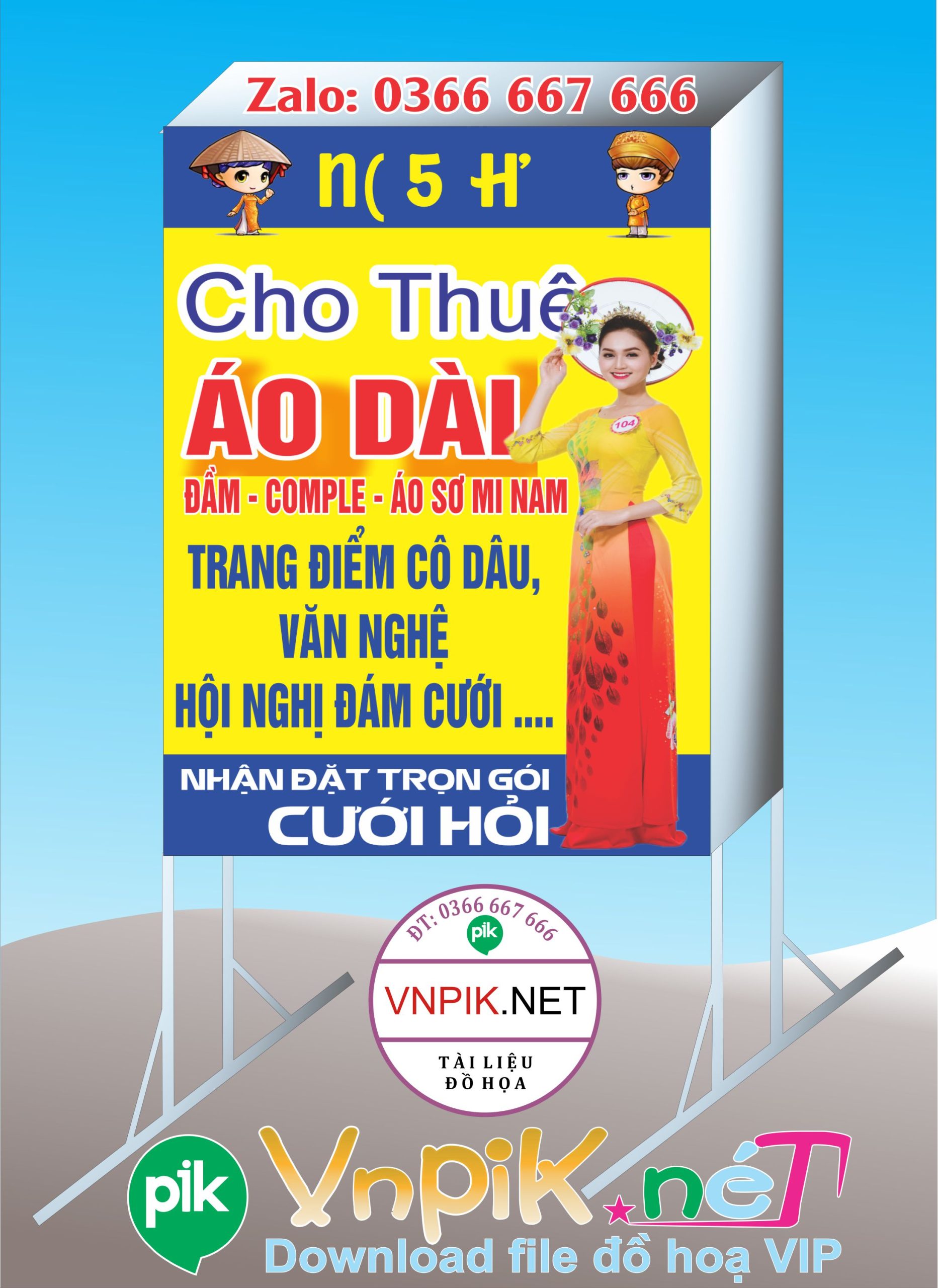 Mẫu bảng biển quảng cáo cho thuê áo dài thu nga