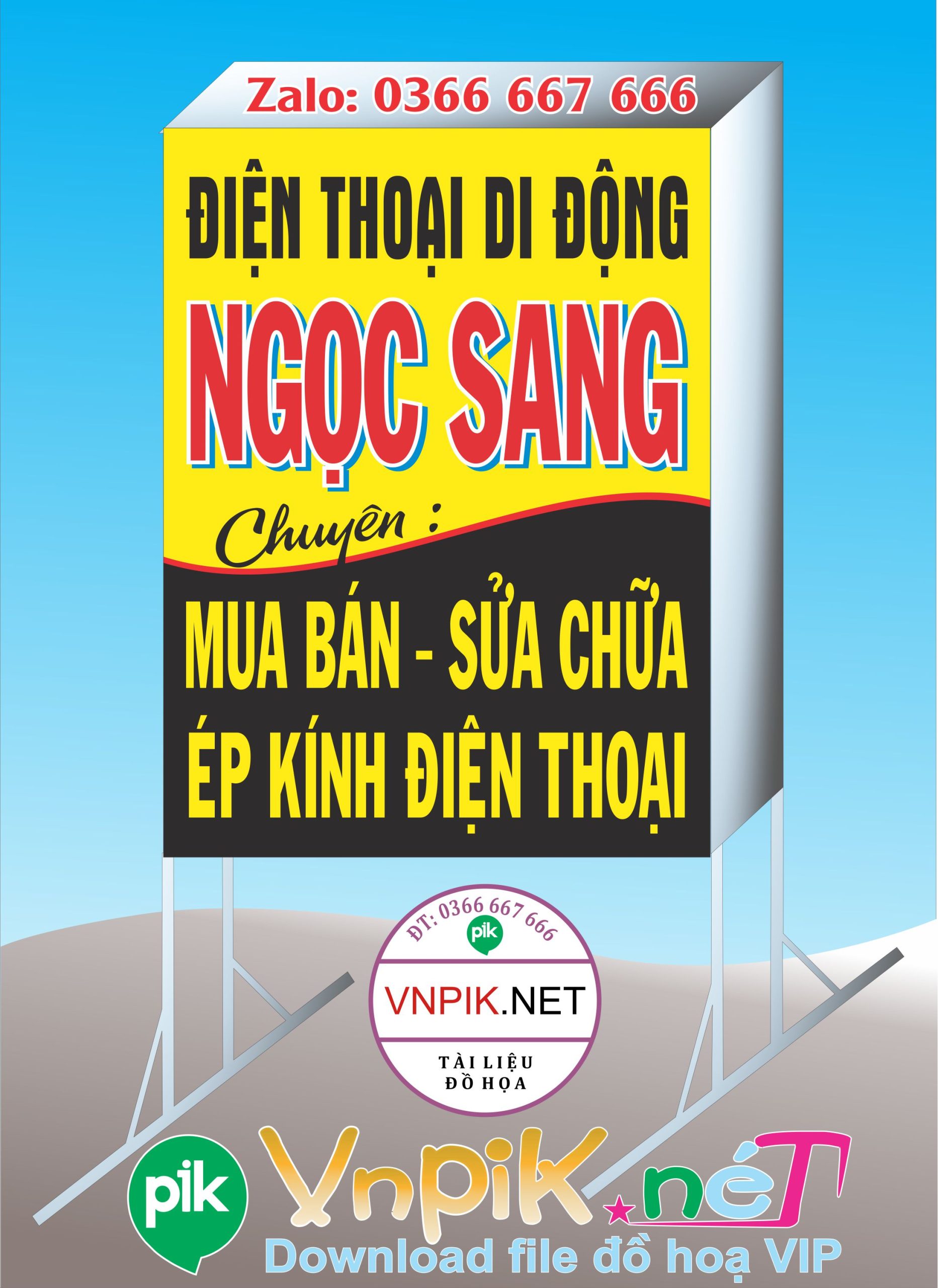 Mẫu bảng hiệu cửa hàng điện thoại ngọc sang