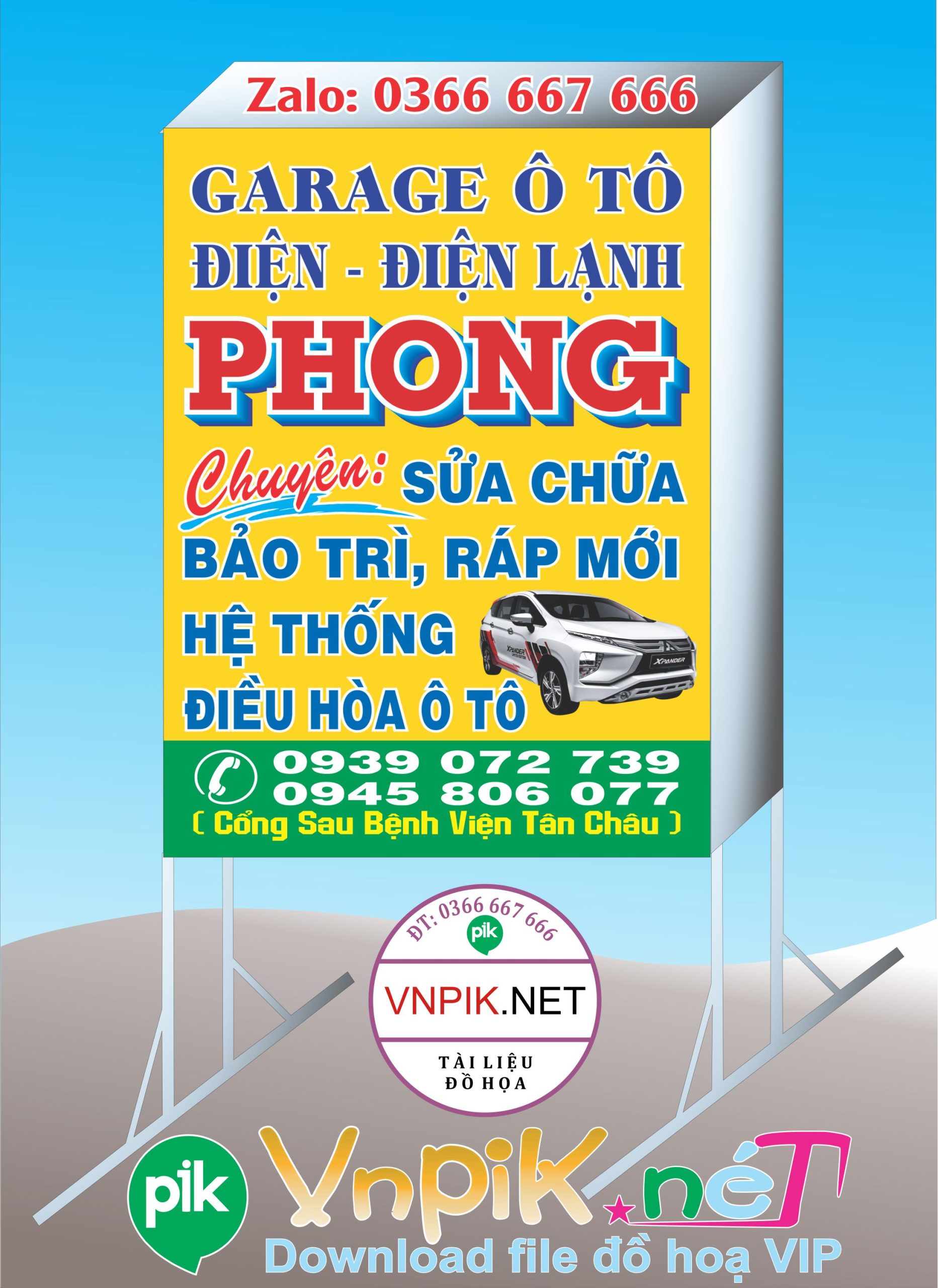 Mẫu bảng hiệu gara ô tô Phong