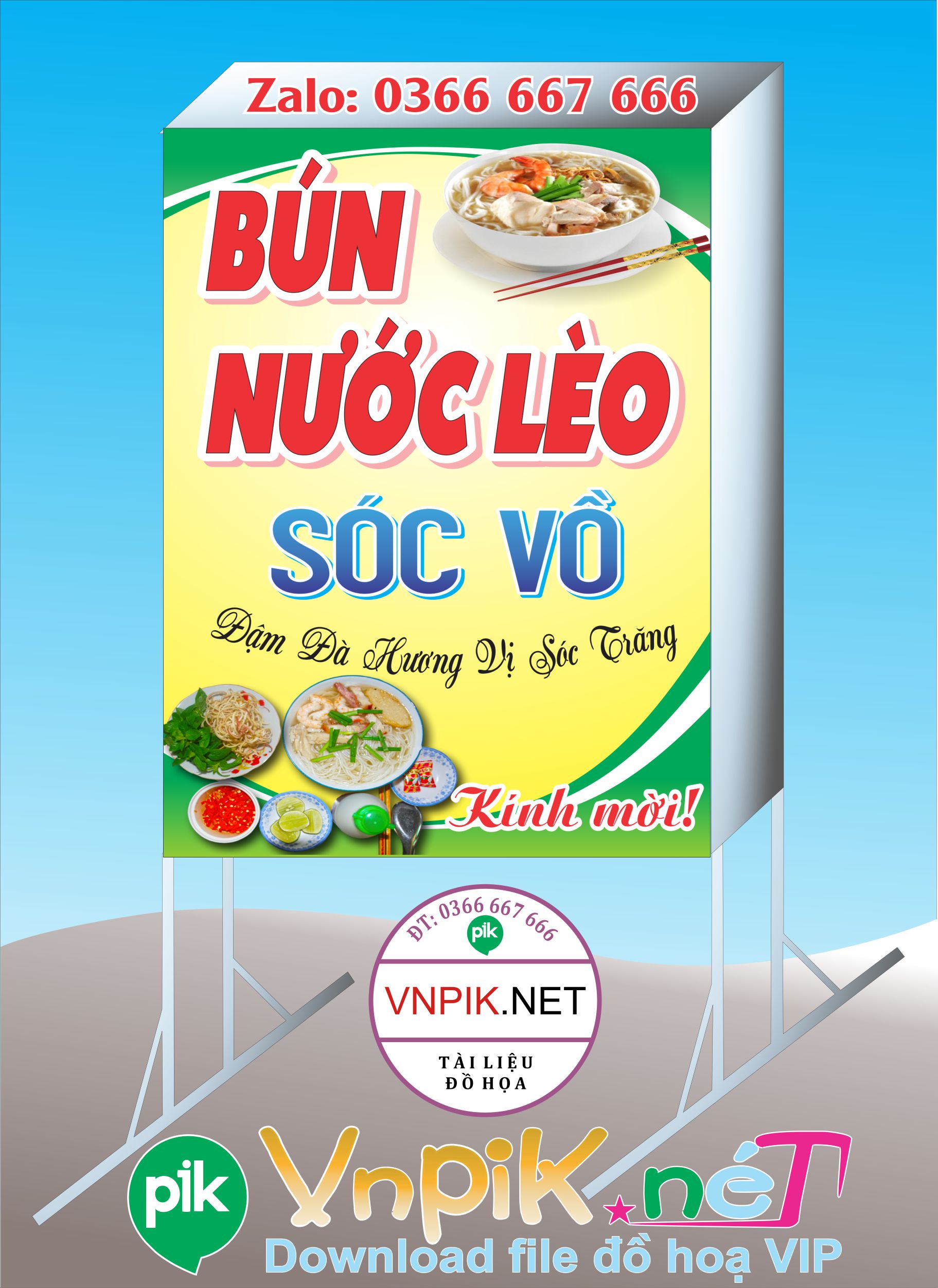 Mẫu bảng quảng cáo ăn sáng bún nước lèo