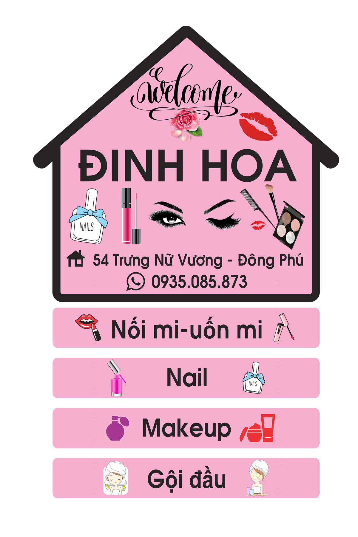 Mẫu biển bảng treo nail thẩm mỹ