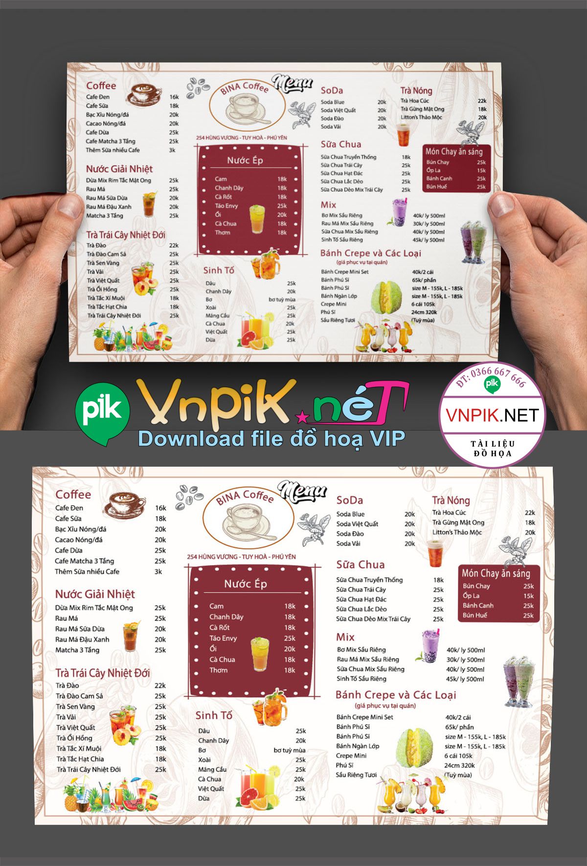 Tải file menu quán cà phê bina file AI