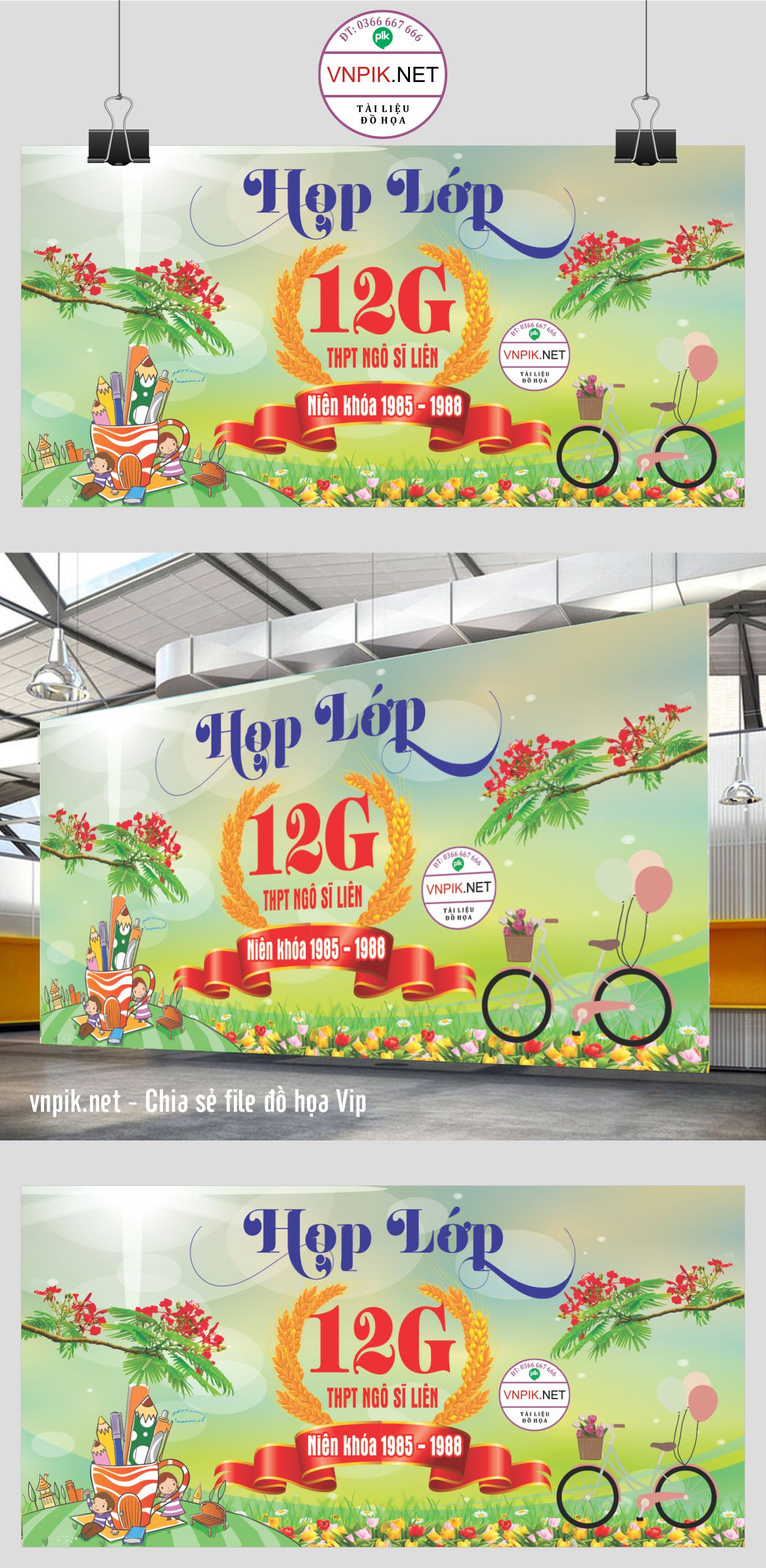 Backdrop Họp lớp kỷ yếu 12G thpt Ngô Sĩ Liên