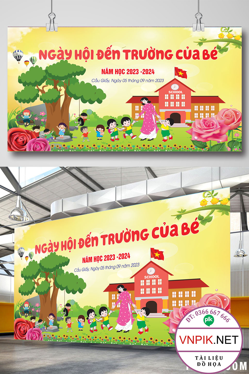 Mẫu Phông Nền Khai Giảng Năm Học Mới File Corel 69