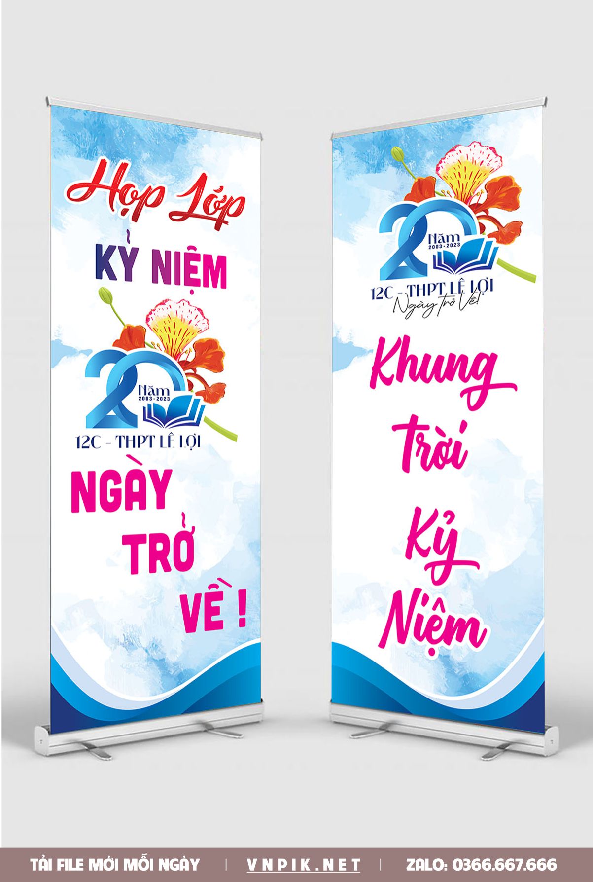 Mẫu standee họp lớp kỷ niệm ngày ra trường file corel 03