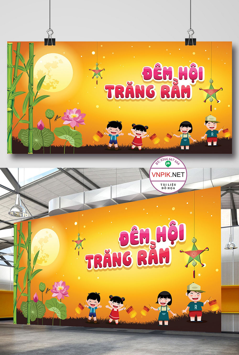 Backdrop sân khấu đêm hội trăng rằm trung thu 2023 file corel 03