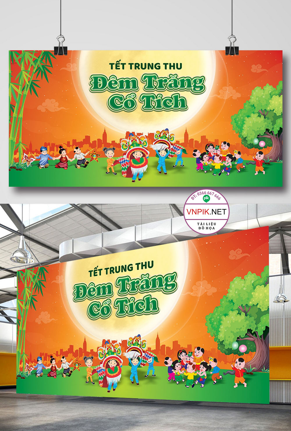 Backdrop sân khấu đêm hội trăng rằm trung thu 2023 file corel 05